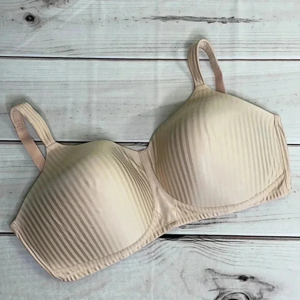 Playtex 18 Hour Ultimate Lift Wireless Bra Women 42DDD Beige Stripe 4707